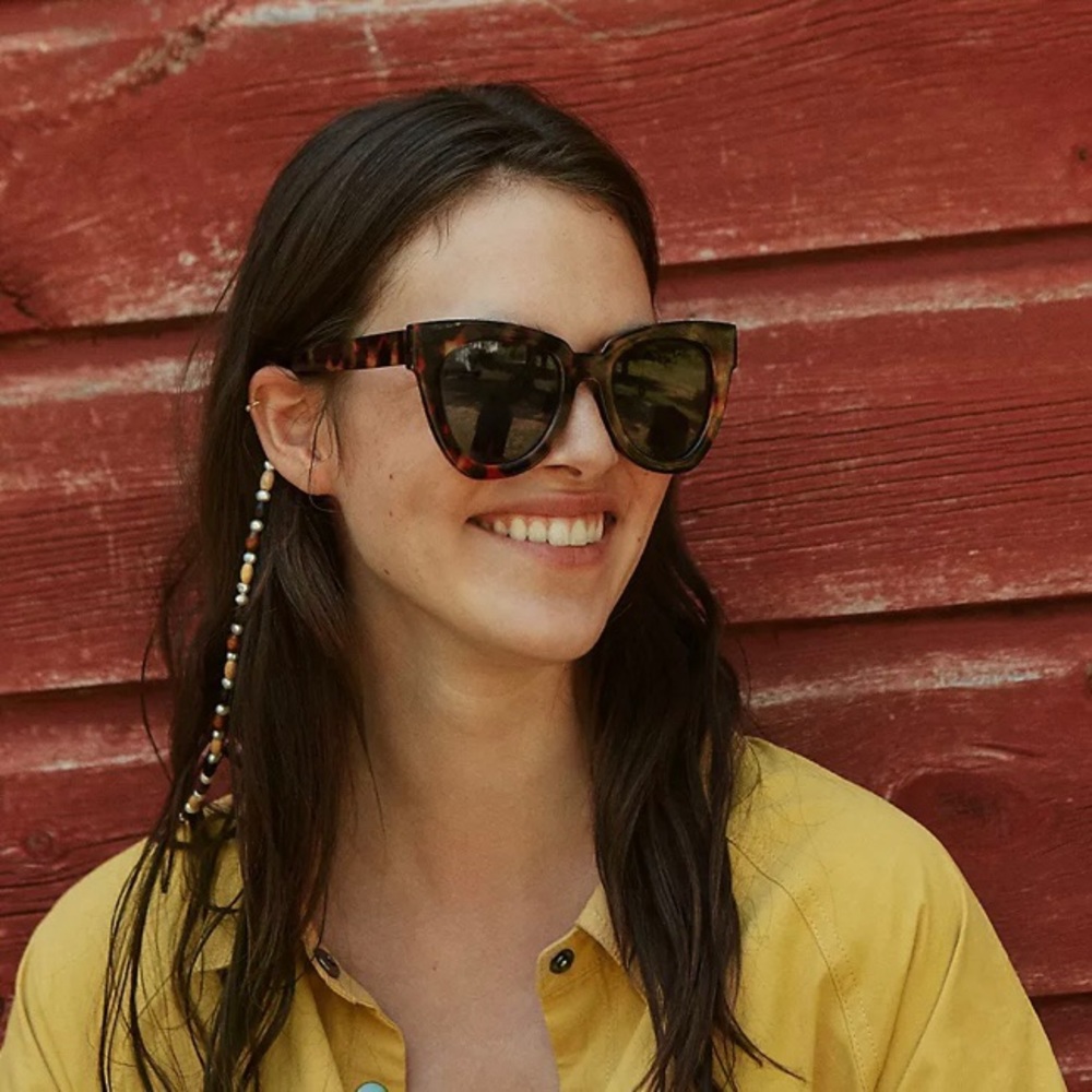 Anthropologie Walker Oversized Sunglasses Tortoise Tinted Brown